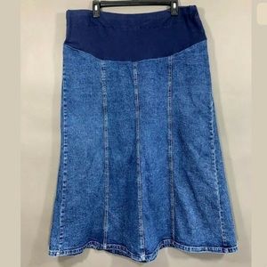 Motherhood Maternity Jean Skirt Modest Long Sz XL